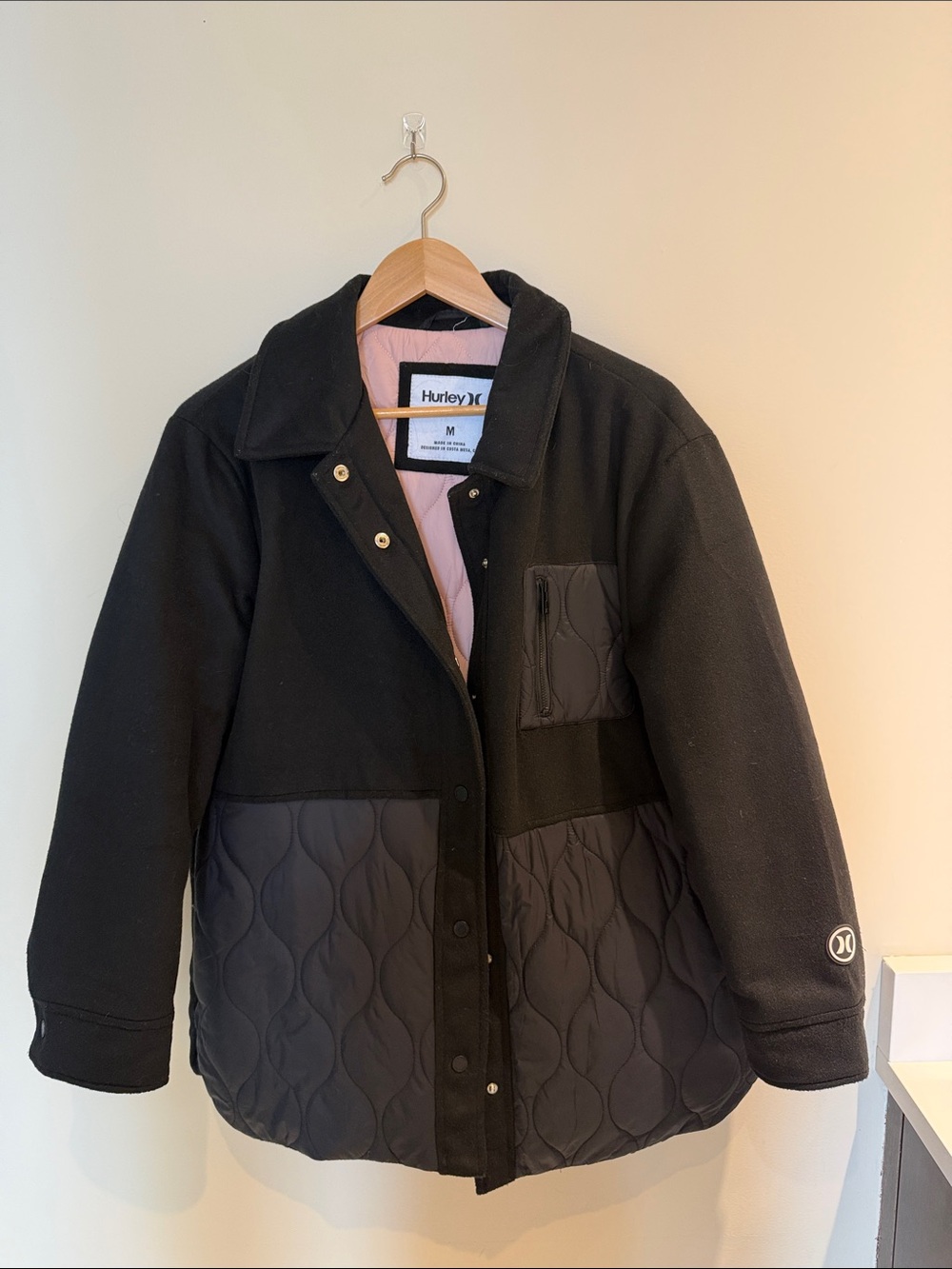 Hurley Black Jacket with Pink Inner Lining